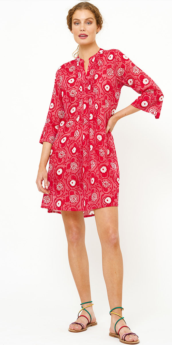 Oliphant 3/4 Sleeve Pintuck Dress