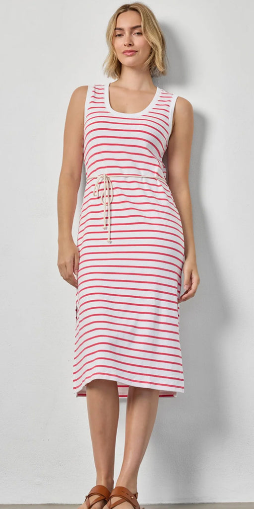 Lilla P Rib Stripe Side Slit Tank Dress