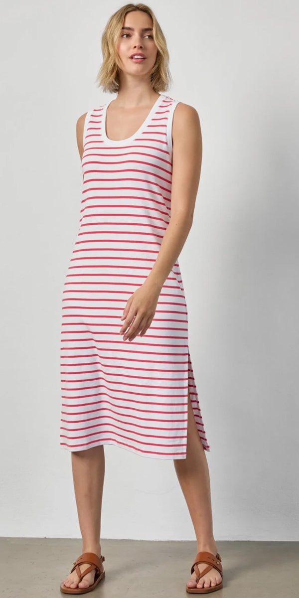 Lilla P Rib Stripe Side Slit Tank Dress