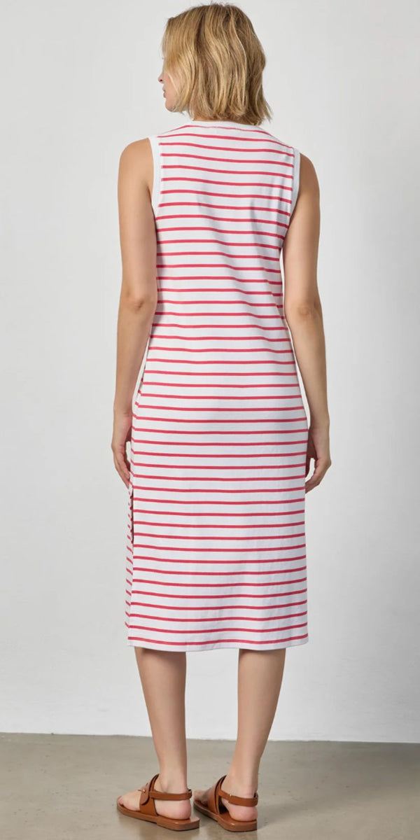 Lilla P Rib Stripe Side Slit Tank Dress