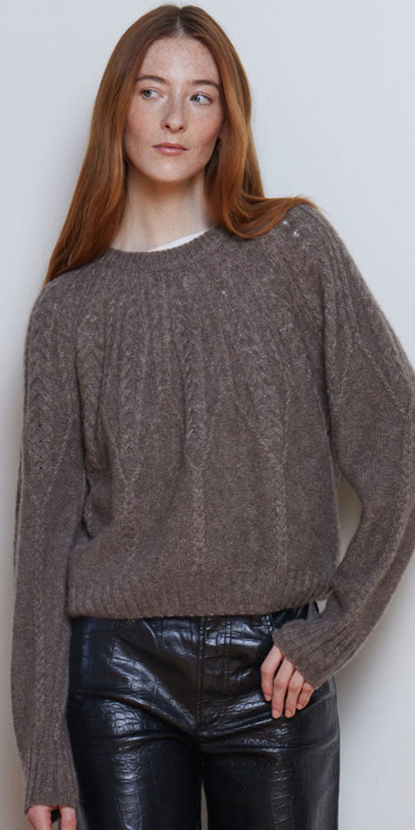 Autumn Cashmere Cable Yoke Crew