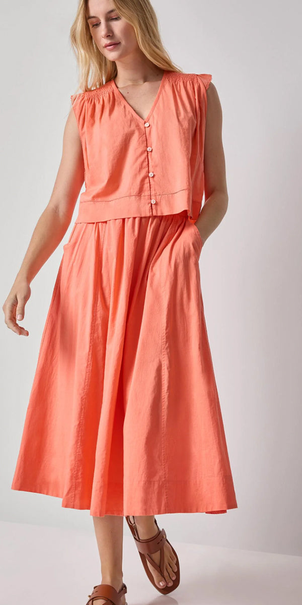 Lilla P Smocked Shoulder V-Neck Top