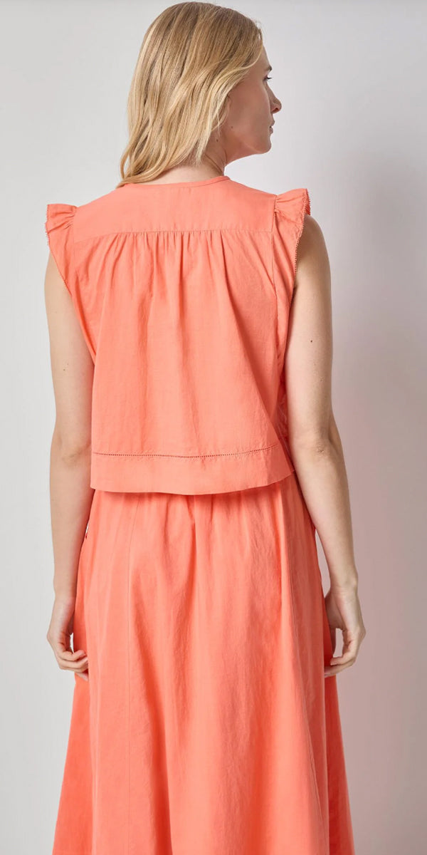 Lilla P Smocked Shoulder V-Neck Top