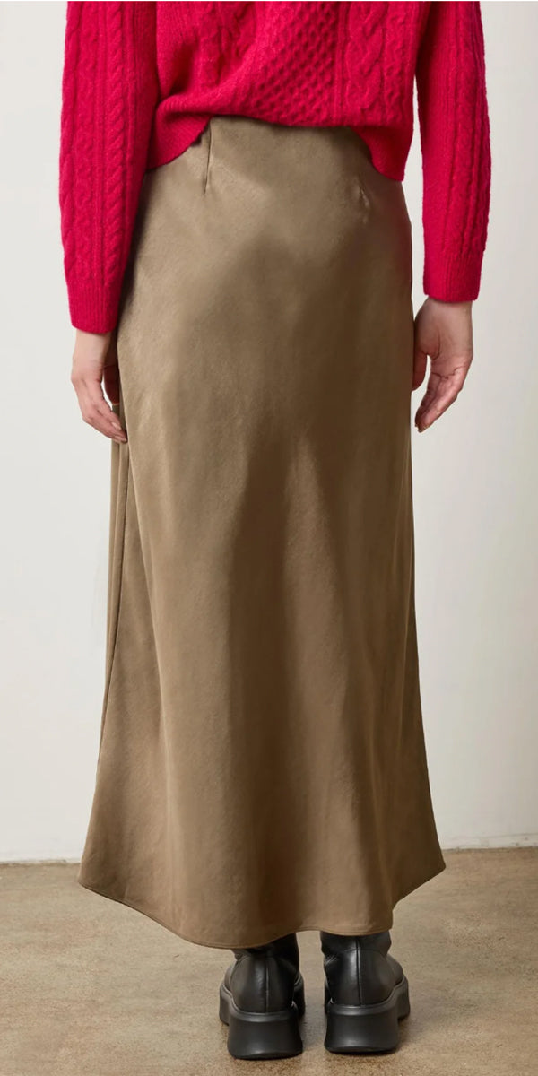 Lilla P Satin Bias Maxi Skirt