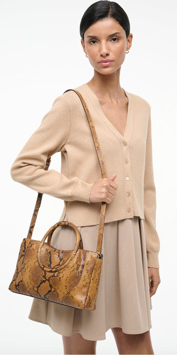 STAUD Maude Small Satchel Bag Snake