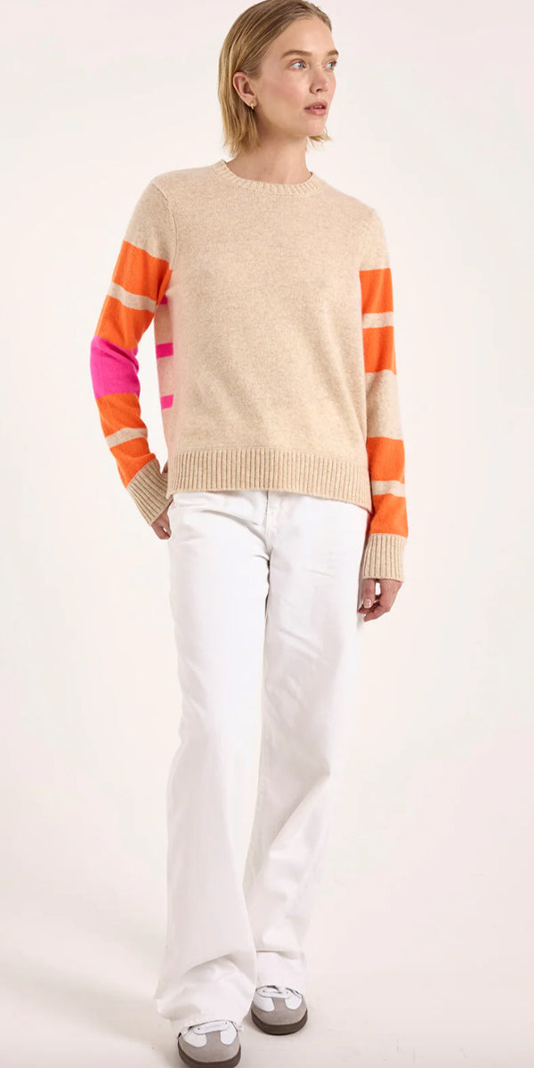 Brodie Cashmere Stripe Maya Crew