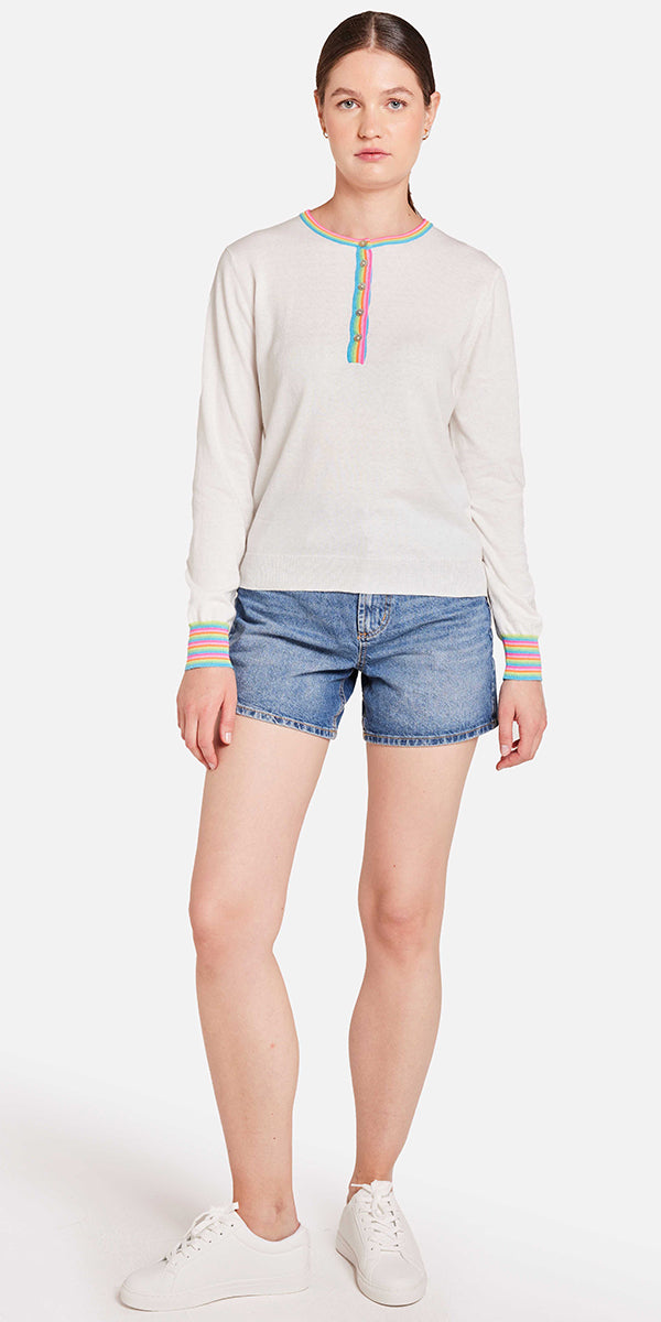 Brodie Rainbow Button Crew