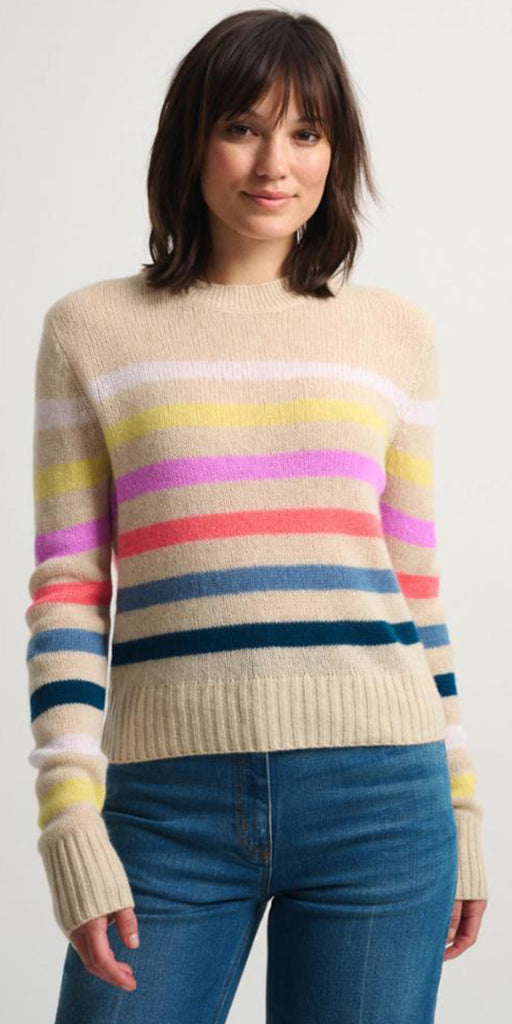 White + Warren Cashmere Striped Crewneck