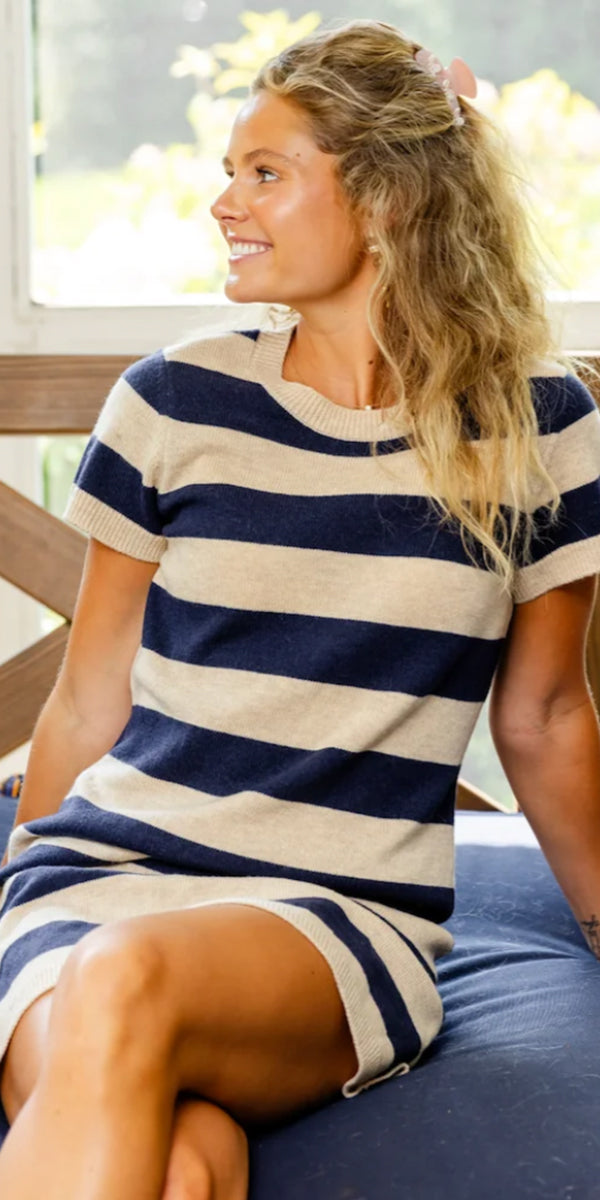 Sail To Sable SS Stripe Mini Dress