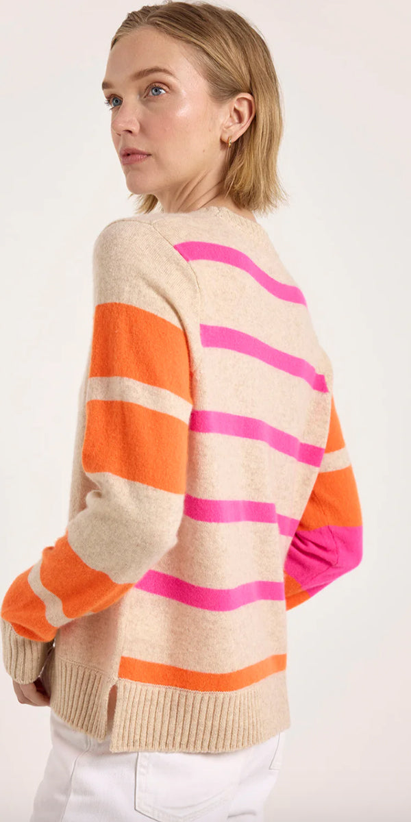 Brodie Cashmere Stripe Maya Crew