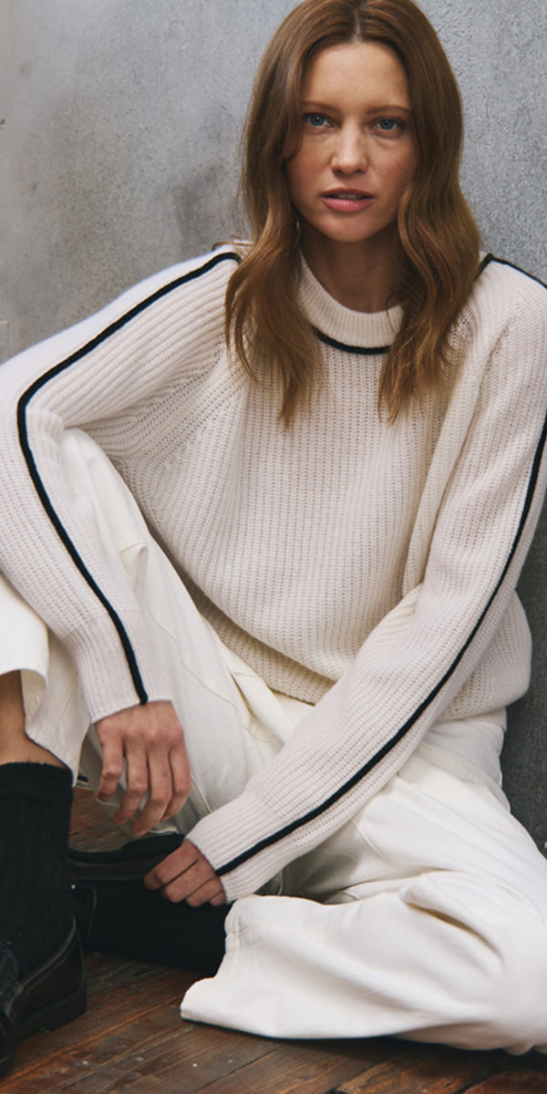 Autumn Cashmere Solid Shirttail Crew Sweater