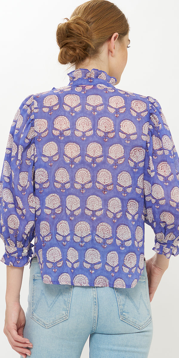 Oliphant Ruffle Front Button Blouse
