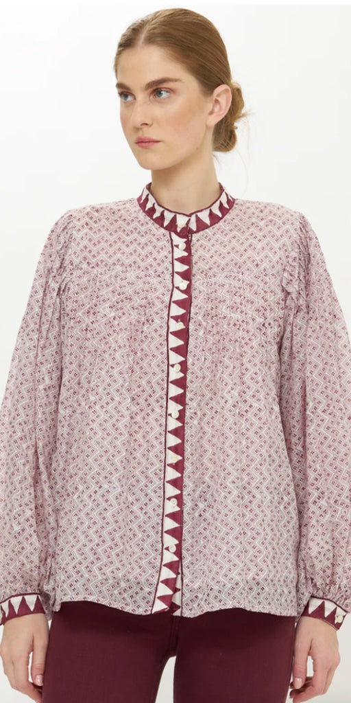 Oliphant Mandarin Pintuck Blouse