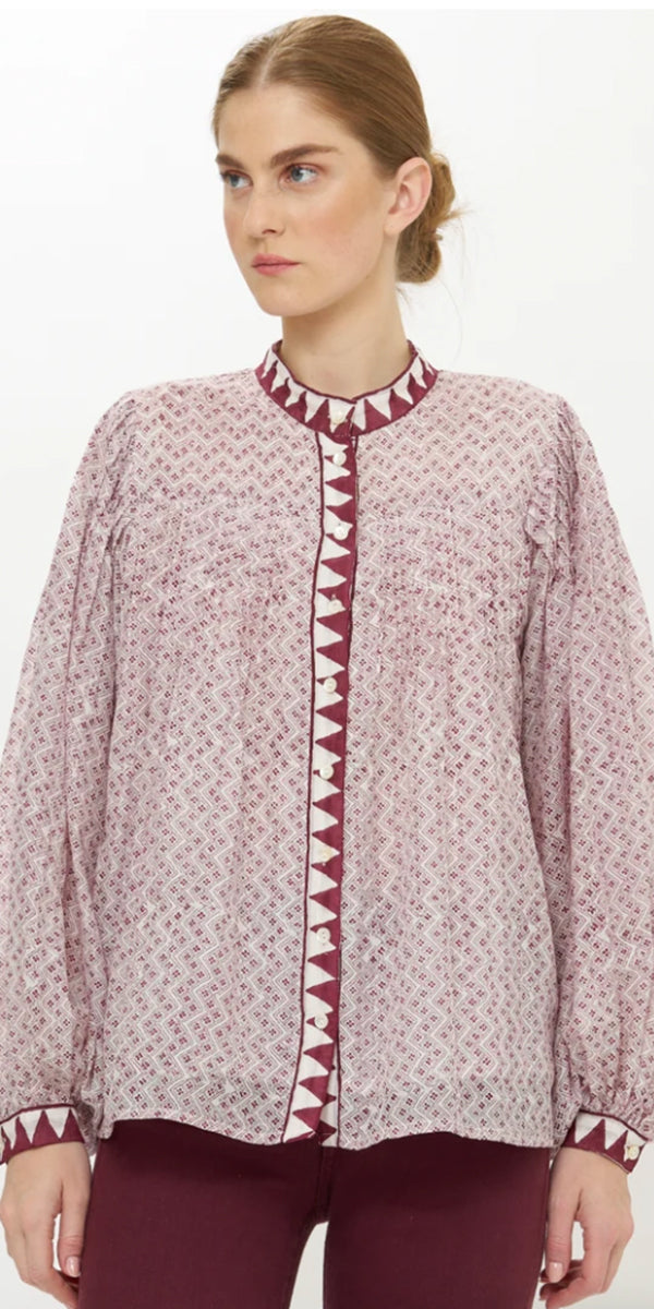 Oliphant Mandarin Pintuck Blouse