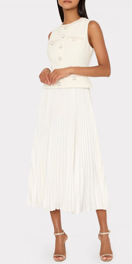 Milly Boucle Mixed Media Dress