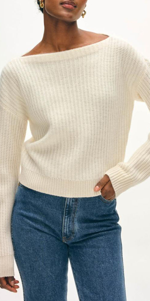 White + Warren Cashmere Rib Boatneck Sweater