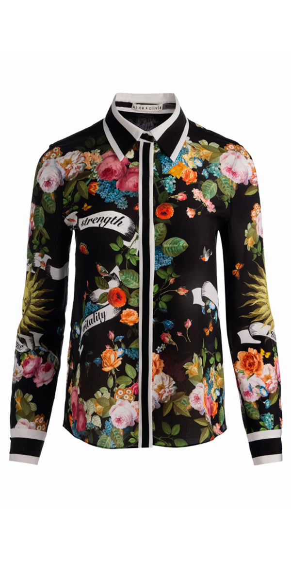 Alice & Olivia Willa Silk Blouse