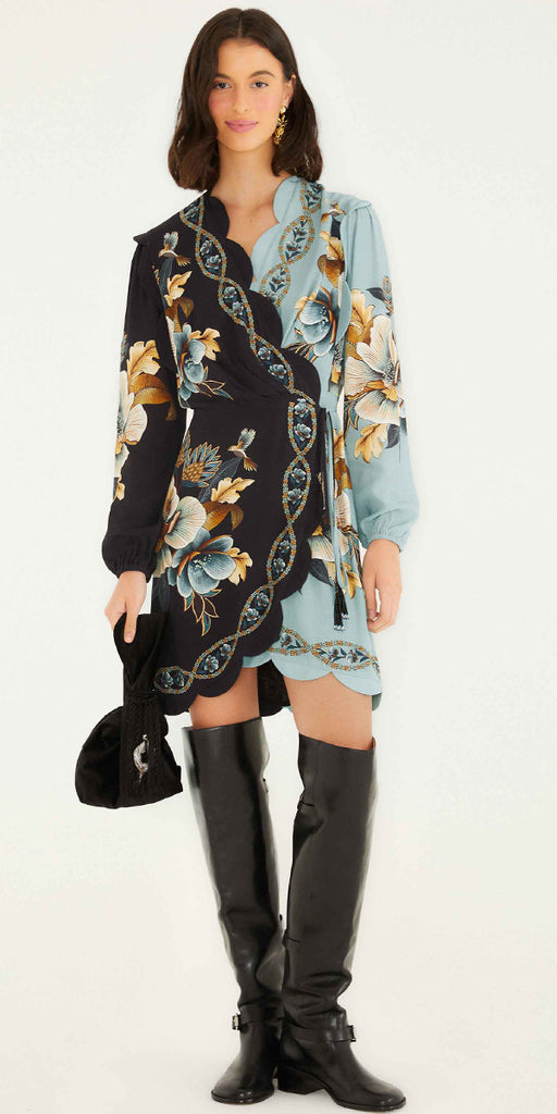Farm Rio Snake Garden Wrap Mini Dress
