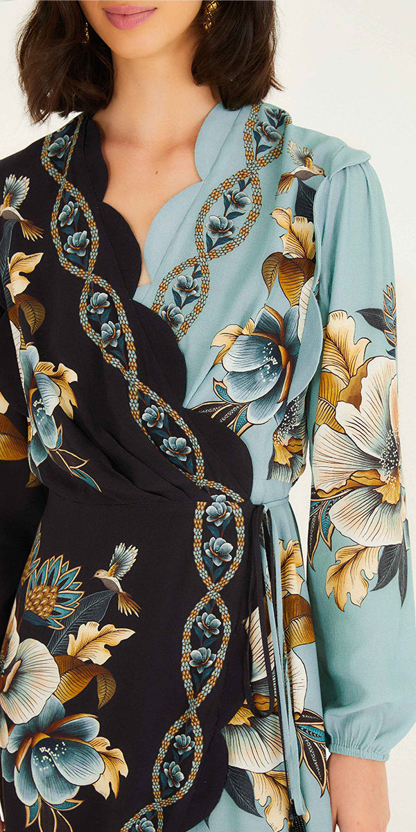 Farm Rio Snake Garden Wrap Mini Dress